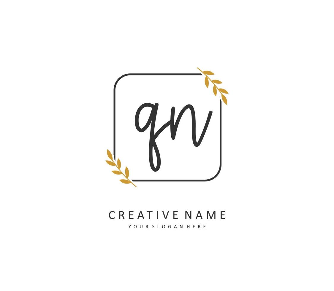 Q N QN Initial letter handwriting and  signature logo. A concept handwriting initial logo with template element. vector