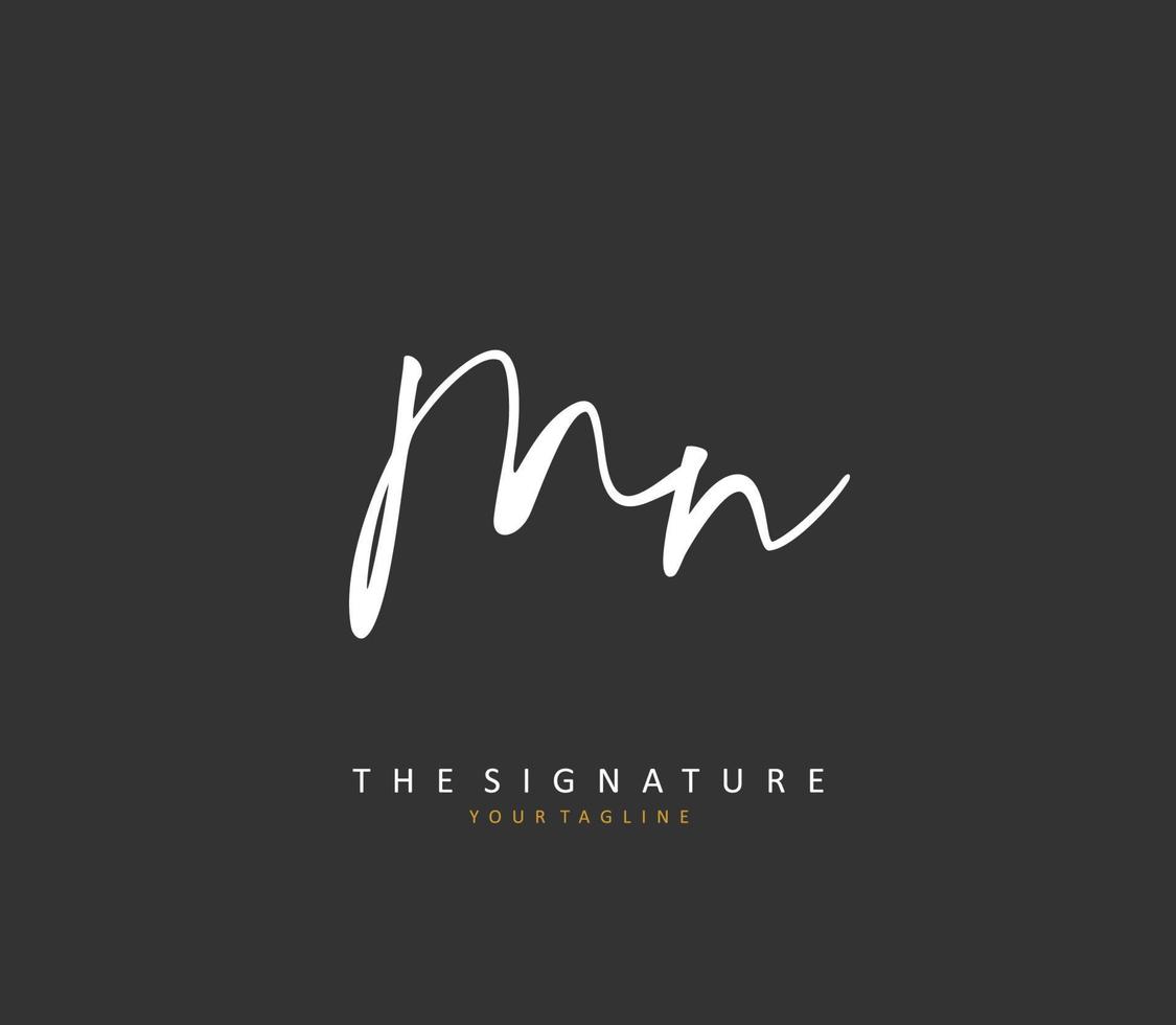 M N MN Initial letter handwriting and  signature logo. A concept handwriting initial logo with template element. vector