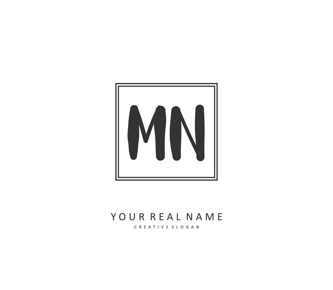 M N MN Initial letter handwriting and  signature logo. A concept handwriting initial logo with template element. vector