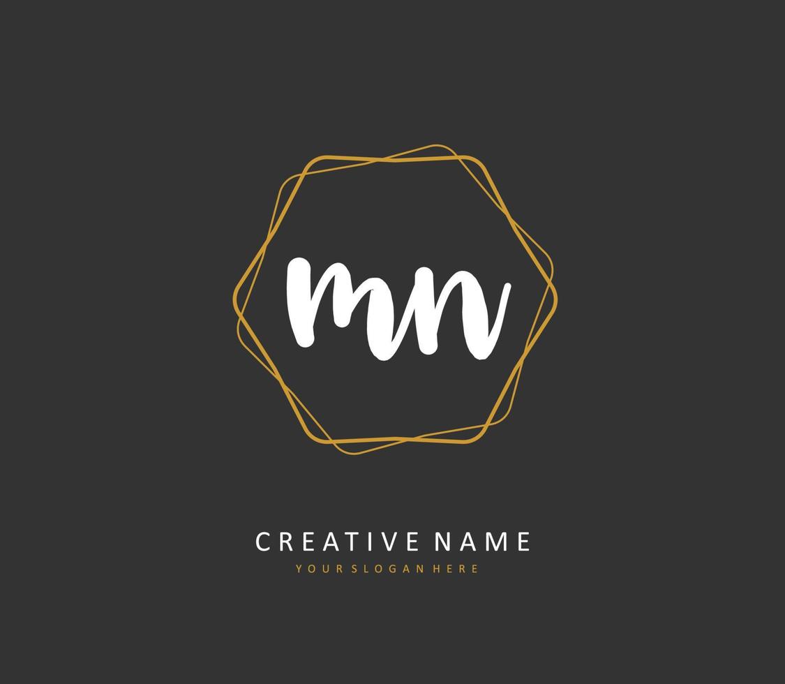 M N MN Initial letter handwriting and  signature logo. A concept handwriting initial logo with template element. vector