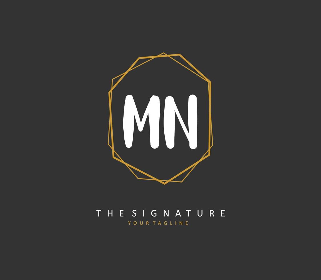 M N MN Initial letter handwriting and  signature logo. A concept handwriting initial logo with template element. vector