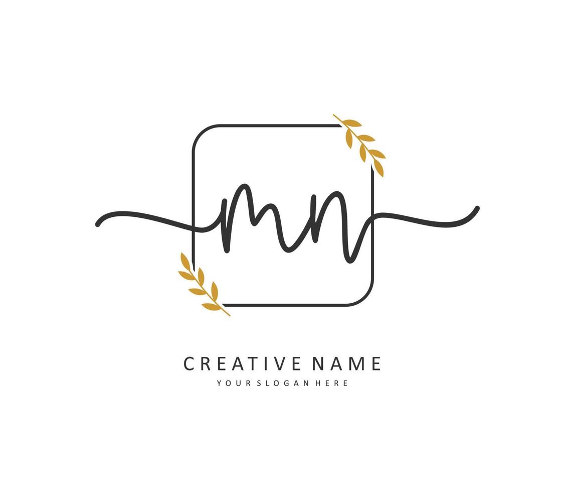 M N MN Initial letter handwriting and  signature logo. A concept handwriting initial logo with template element. vector