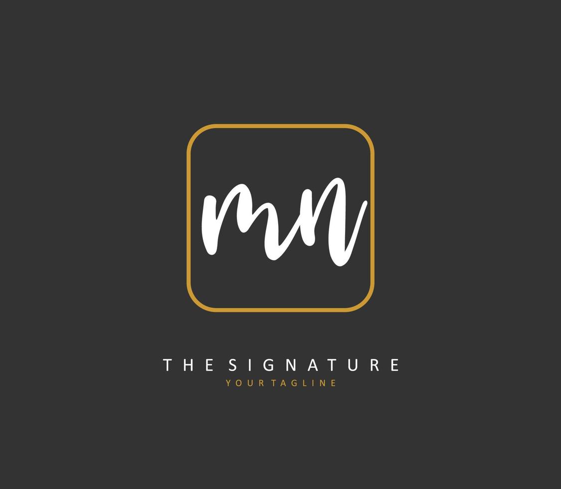 M N MN Initial letter handwriting and  signature logo. A concept handwriting initial logo with template element. vector