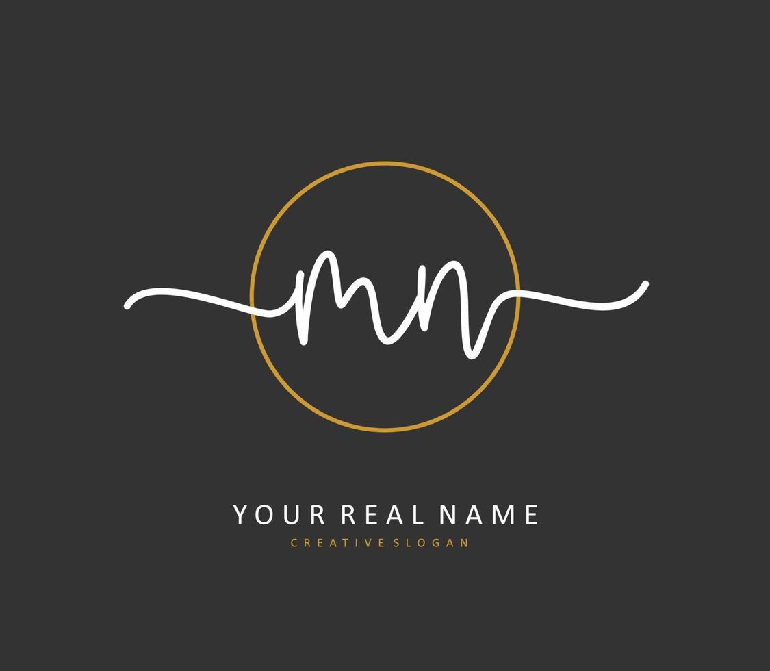 M N MN Initial letter handwriting and  signature logo. A concept handwriting initial logo with template element. vector