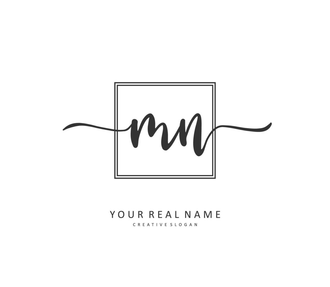 M N MN Initial letter handwriting and  signature logo. A concept handwriting initial logo with template element. vector