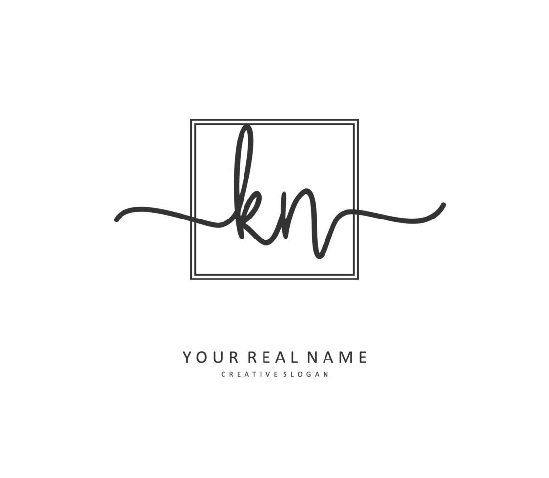 K N KN Initial letter handwriting and  signature logo. A concept handwriting initial logo with template element. vector