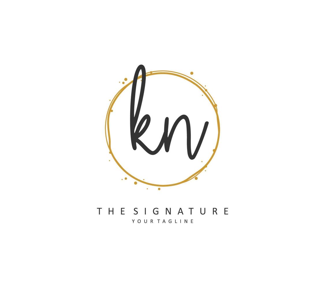 K N KN Initial letter handwriting and  signature logo. A concept handwriting initial logo with template element. vector