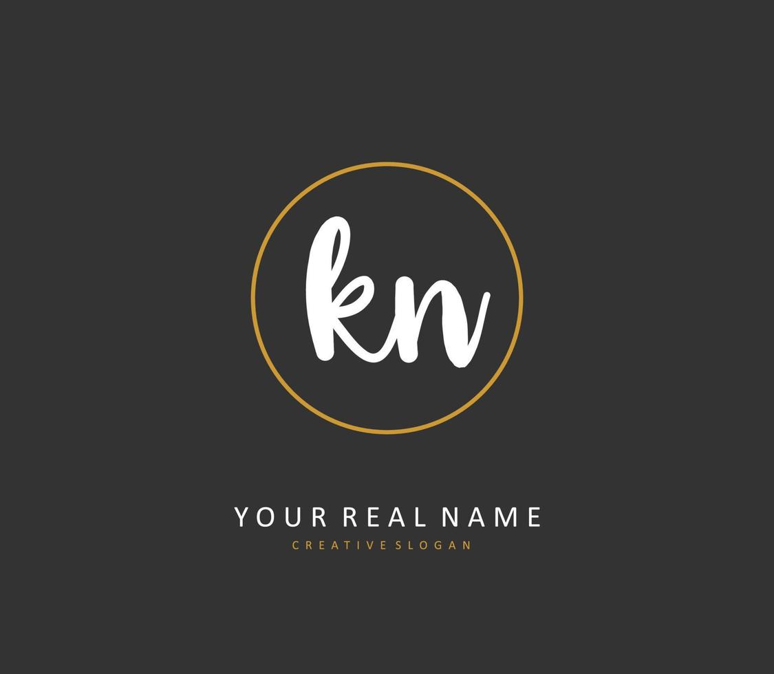 K N KN Initial letter handwriting and  signature logo. A concept handwriting initial logo with template element. vector