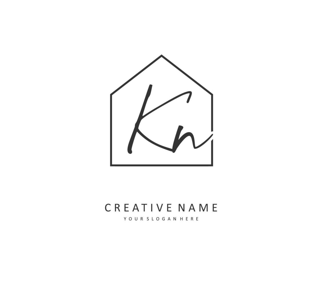 K N KN Initial letter handwriting and  signature logo. A concept handwriting initial logo with template element. vector