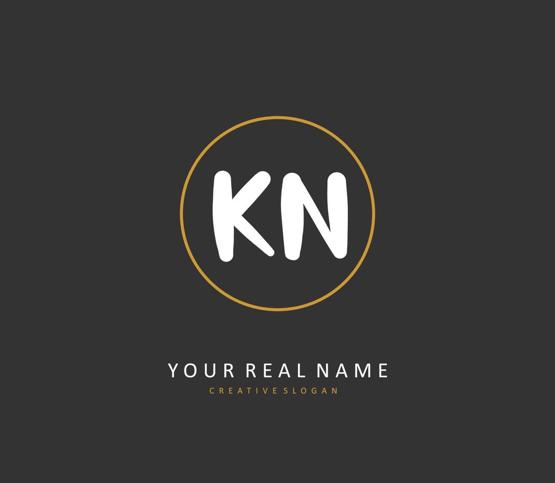 K N KN Initial letter handwriting and  signature logo. A concept handwriting initial logo with template element. vector