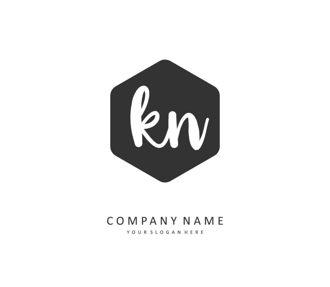 K N KN Initial letter handwriting and  signature logo. A concept handwriting initial logo with template element. vector