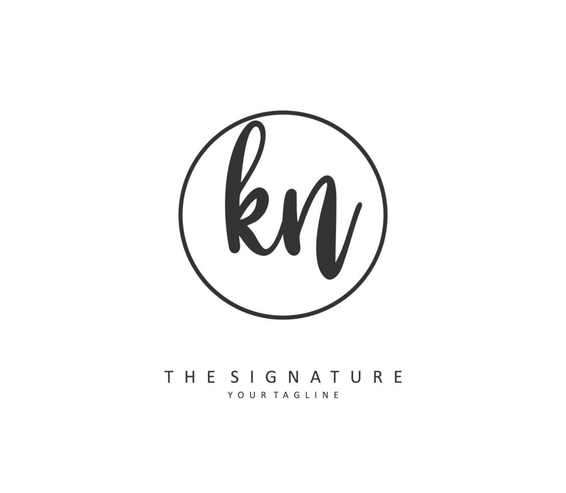 K N KN Initial letter handwriting and  signature logo. A concept handwriting initial logo with template element. vector