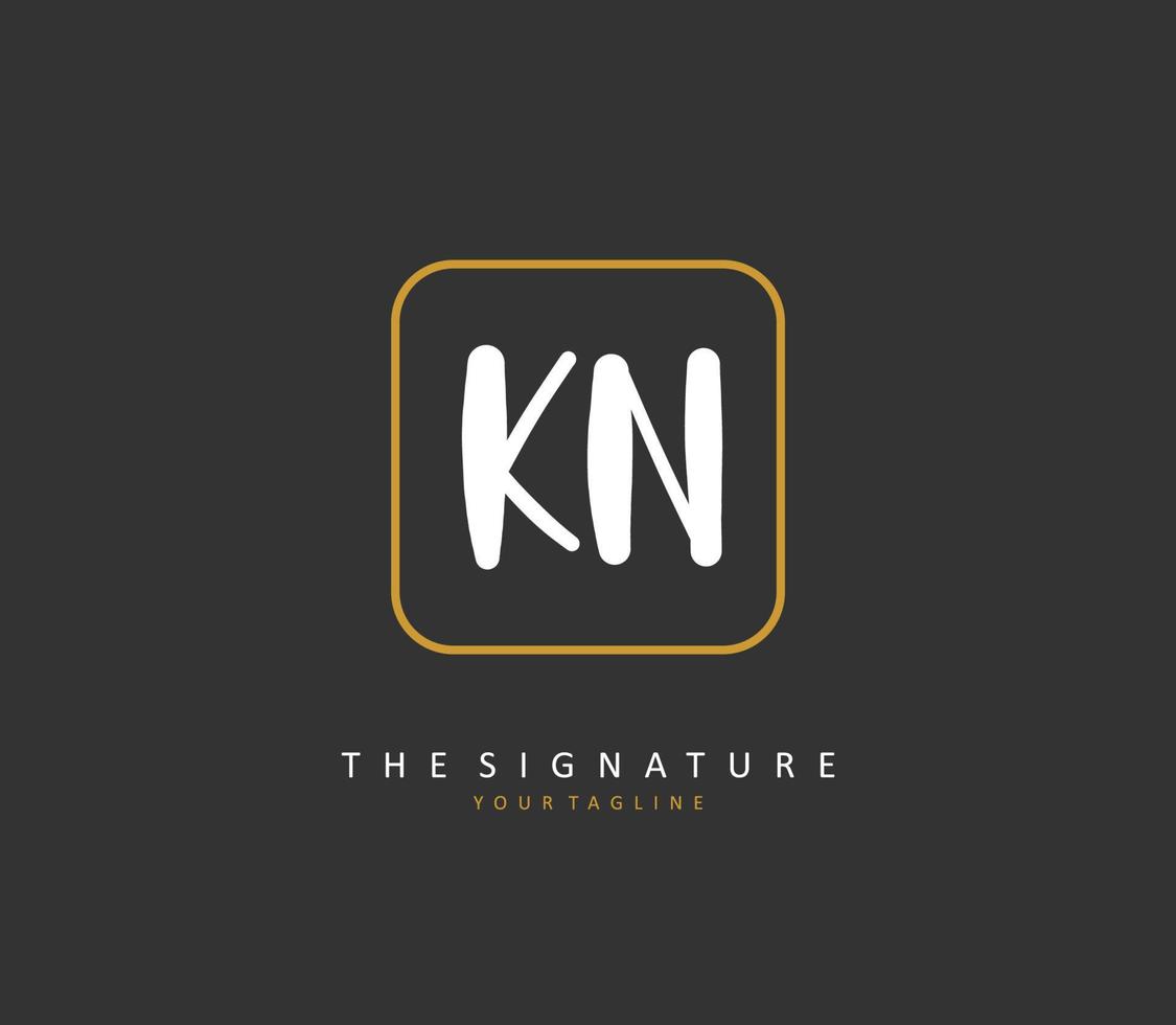 K N KN Initial letter handwriting and  signature logo. A concept handwriting initial logo with template element. vector