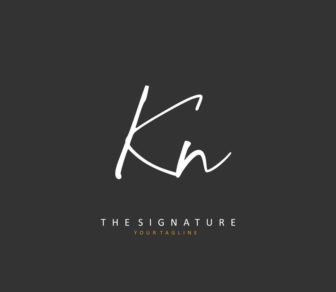 K N KN Initial letter handwriting and  signature logo. A concept handwriting initial logo with template element. vector