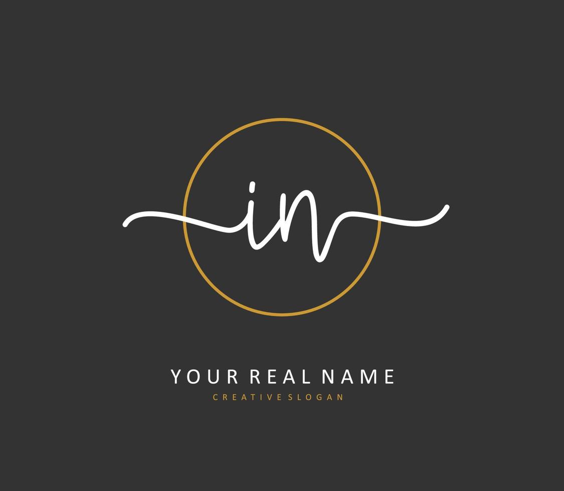 I N IN Initial letter handwriting and  signature logo. A concept handwriting initial logo with template element. vector