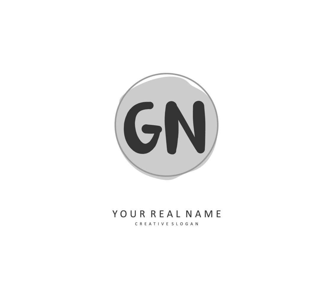 G N GN Initial letter handwriting and  signature logo. A concept handwriting initial logo with template element. vector