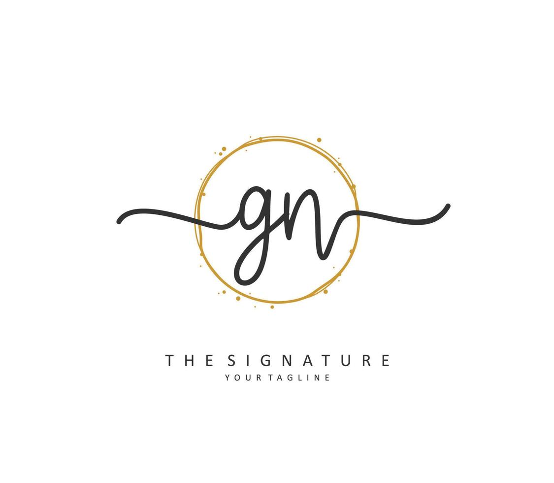 G N GN Initial letter handwriting and  signature logo. A concept handwriting initial logo with template element. vector