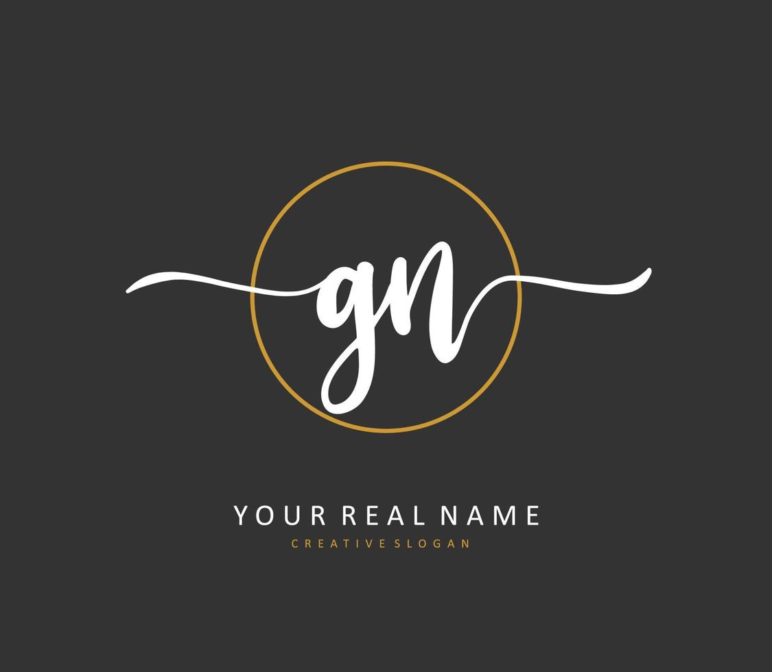 G N GN Initial letter handwriting and  signature logo. A concept handwriting initial logo with template element. vector