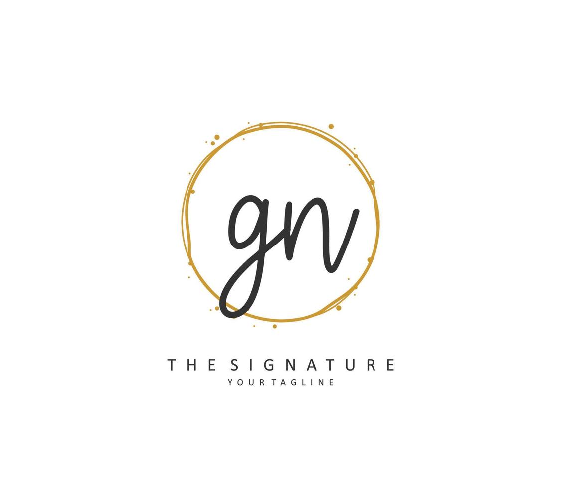 G N GN Initial letter handwriting and  signature logo. A concept handwriting initial logo with template element. vector