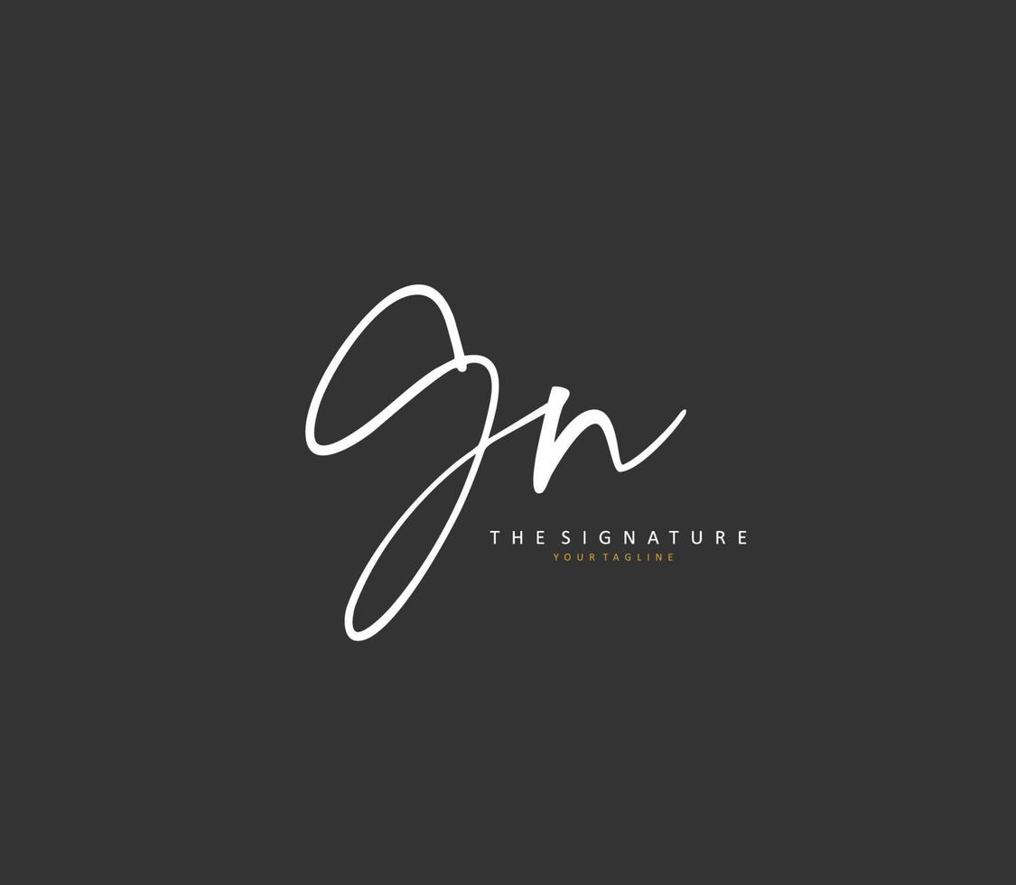 G N GN Initial letter handwriting and  signature logo. A concept handwriting initial logo with template element. vector