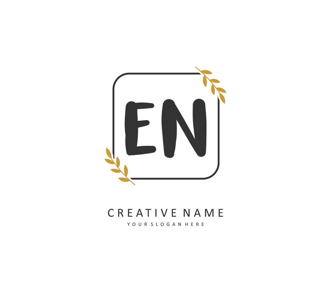 E N EN Initial letter handwriting and  signature logo. A concept handwriting initial logo with template element. vector