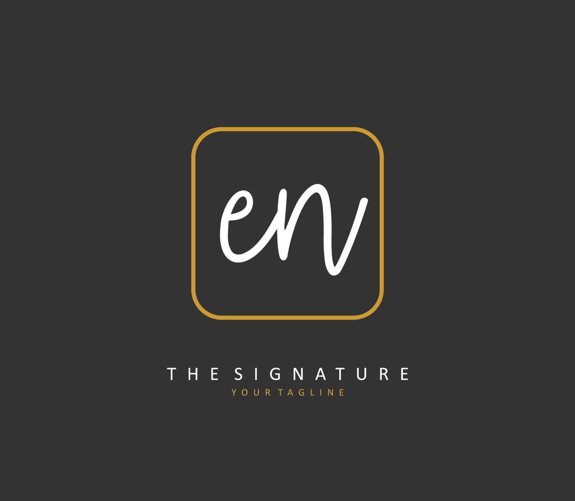 E N EN Initial letter handwriting and  signature logo. A concept handwriting initial logo with template element. vector