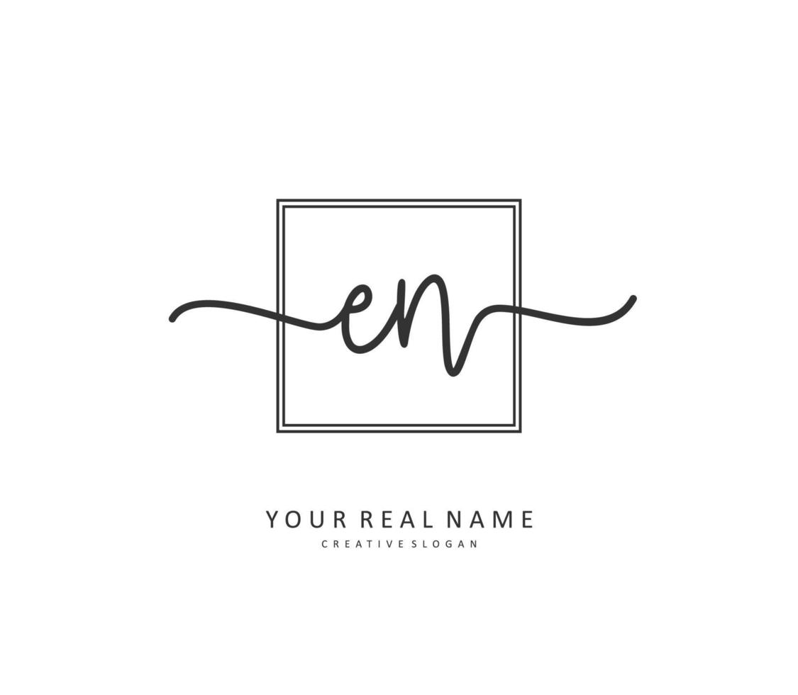E N EN Initial letter handwriting and  signature logo. A concept handwriting initial logo with template element. vector