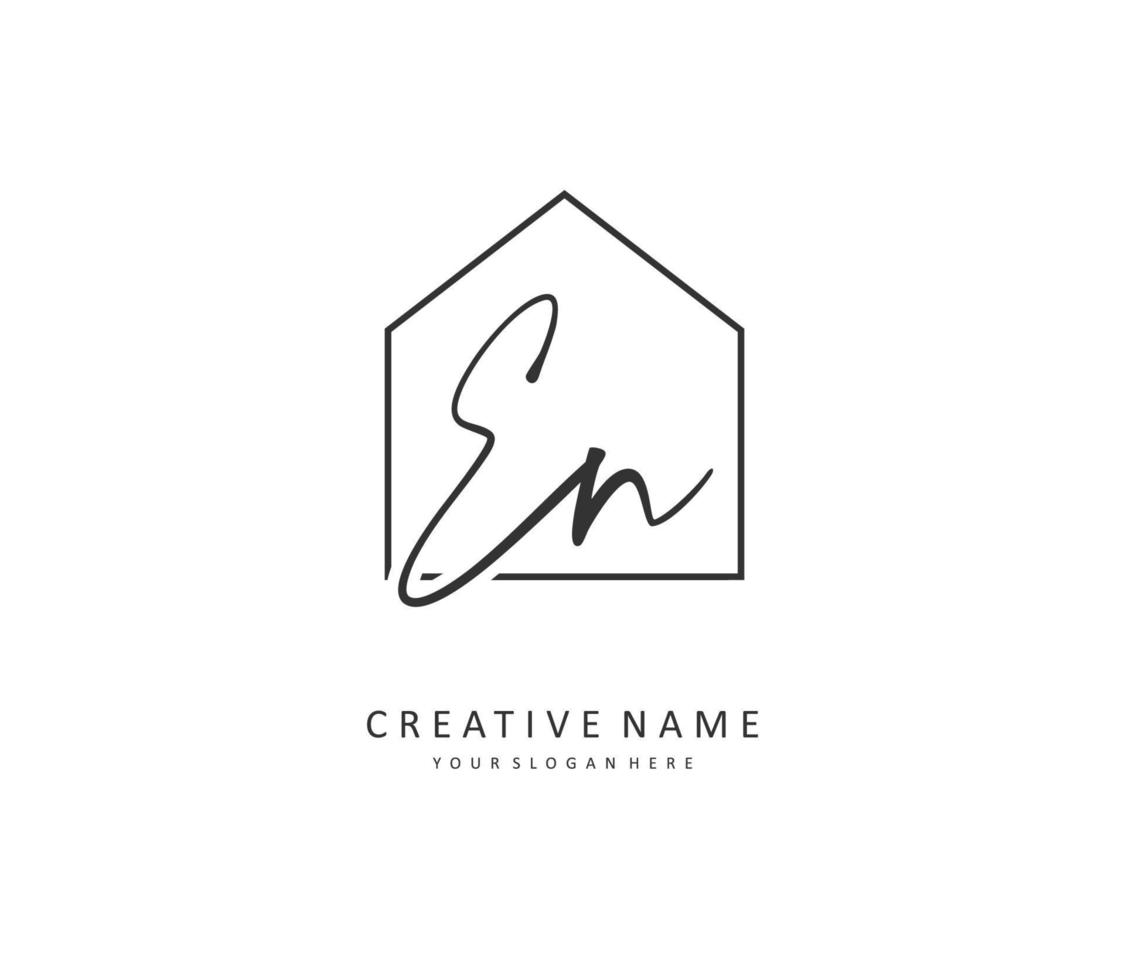 E N EN Initial letter handwriting and  signature logo. A concept handwriting initial logo with template element. vector