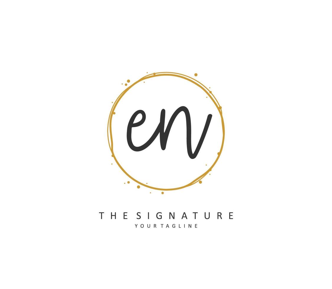 E N EN Initial letter handwriting and  signature logo. A concept handwriting initial logo with template element. vector