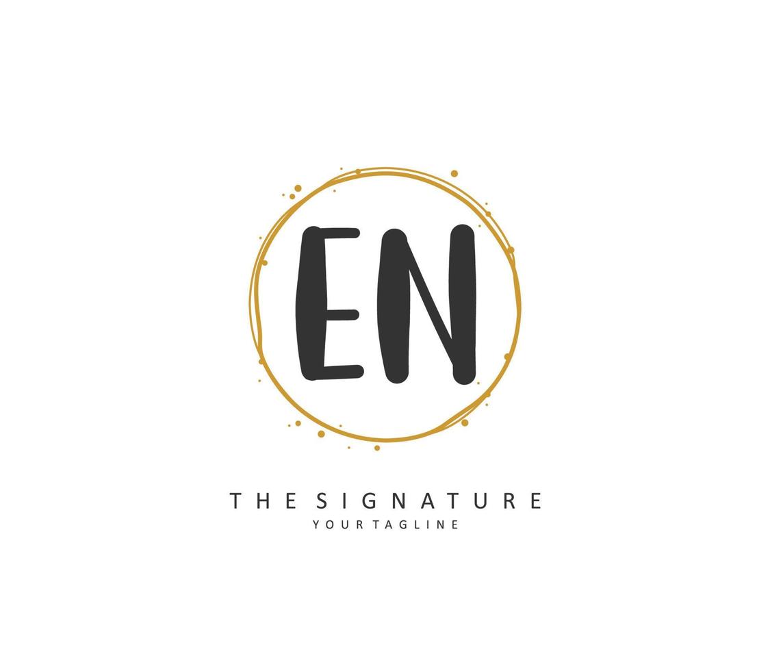 E N EN Initial letter handwriting and  signature logo. A concept handwriting initial logo with template element. vector