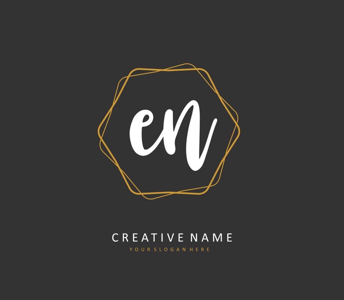 E N EN Initial letter handwriting and  signature logo. A concept handwriting initial logo with template element. vector