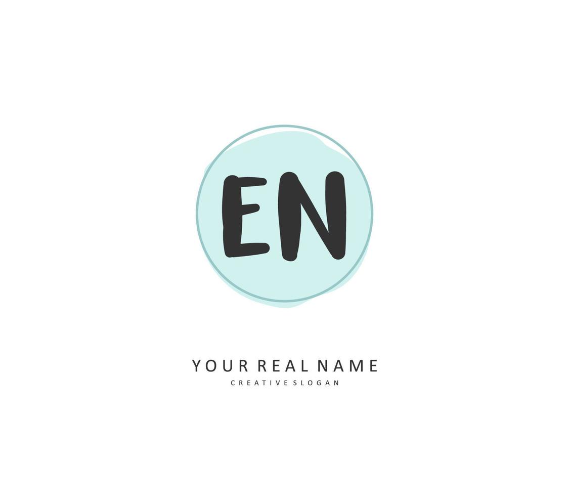 E N EN Initial letter handwriting and  signature logo. A concept handwriting initial logo with template element. vector