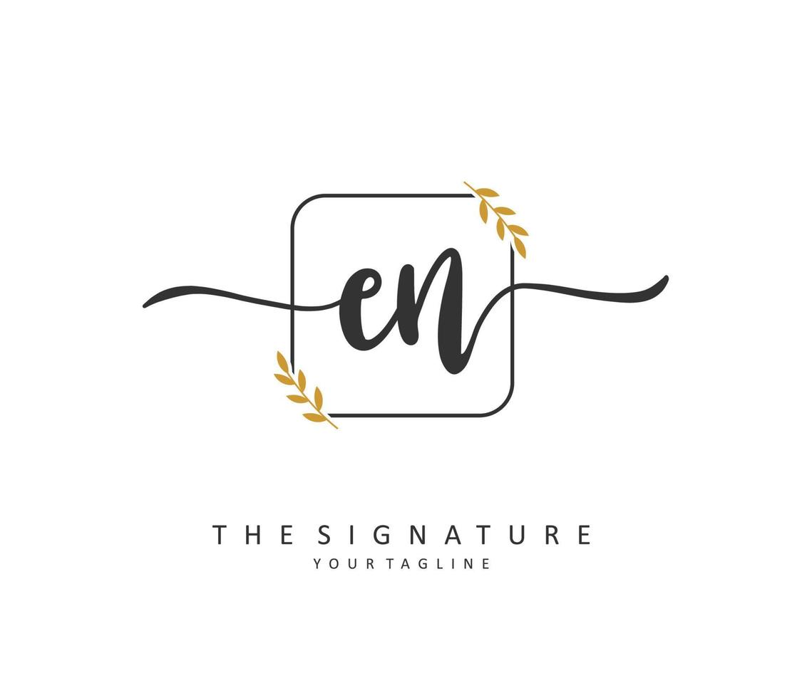 E N EN Initial letter handwriting and  signature logo. A concept handwriting initial logo with template element. vector