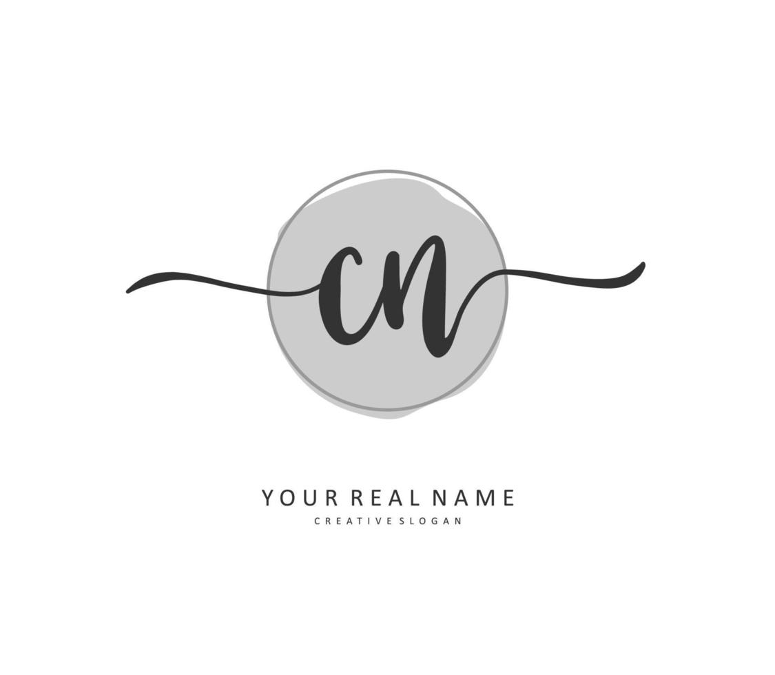 C N CN Initial letter handwriting and  signature logo. A concept handwriting initial logo with template element. vector