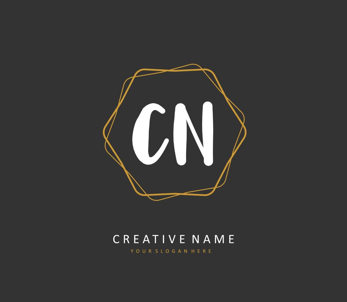 C N CN Initial letter handwriting and  signature logo. A concept handwriting initial logo with template element. vector