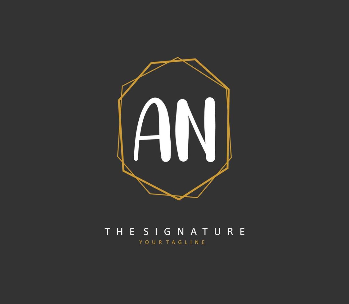 A N AN Initial letter handwriting and  signature logo. A concept handwriting initial logo with template element. vector
