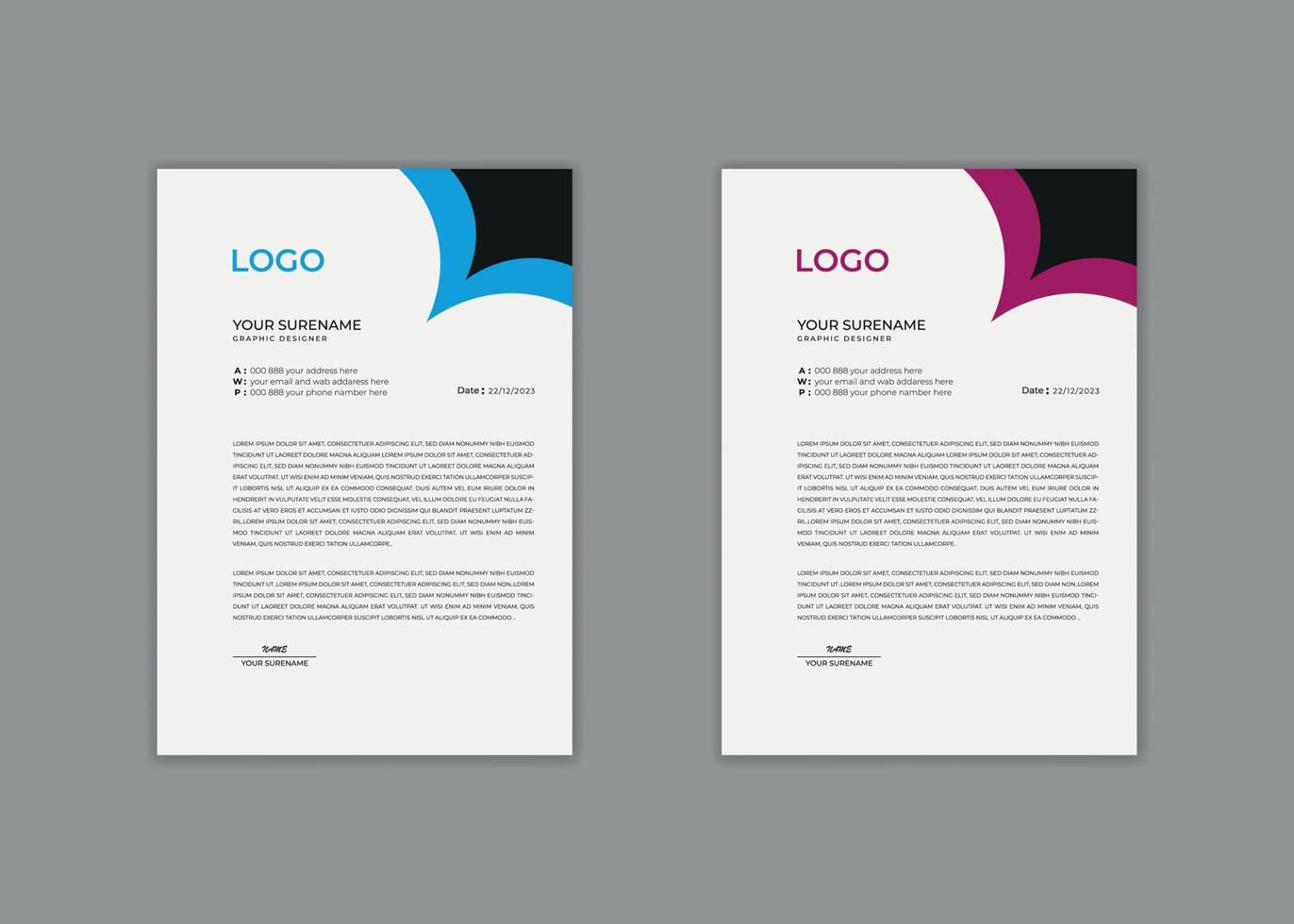 letterhead template, creative Professional modern simple unique corporate minimalist school hospital medical new elegant vector illustrator and clean letterhead design print template.