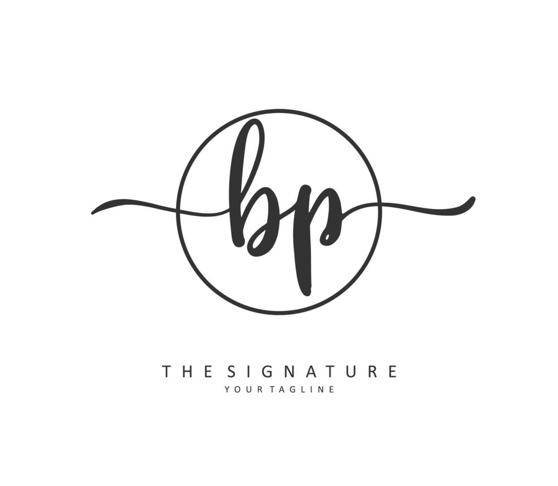 BP Initial letter handwriting and  signature logo. A concept handwriting initial logo with template element. vector