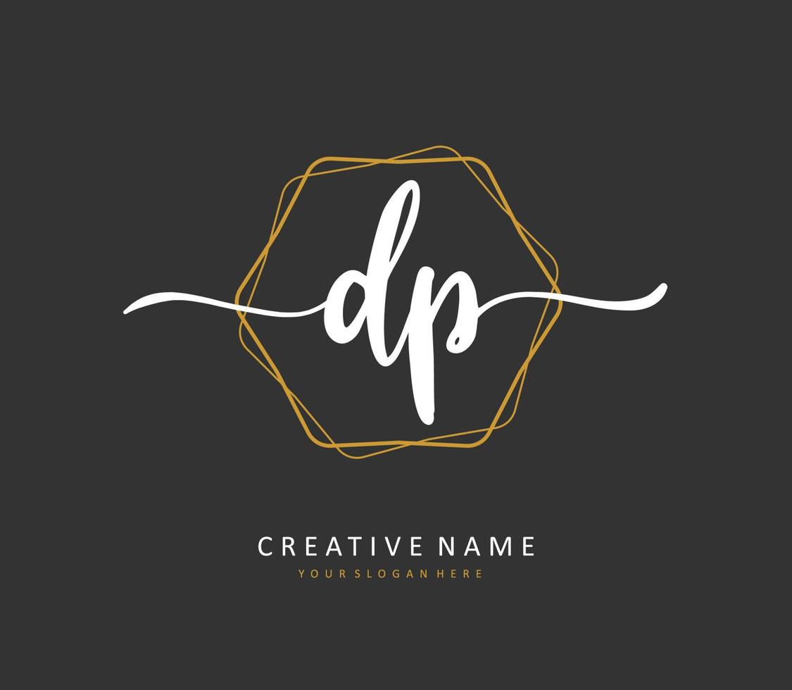 DP Initial letter handwriting and  signature logo. A concept handwriting initial logo with template element. vector