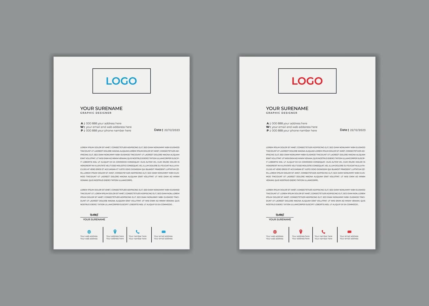 letterhead, letterhead template, letterhead design, vector modern simple unique school hospital medical new minimalist elegant corporate letterhead design in professional style