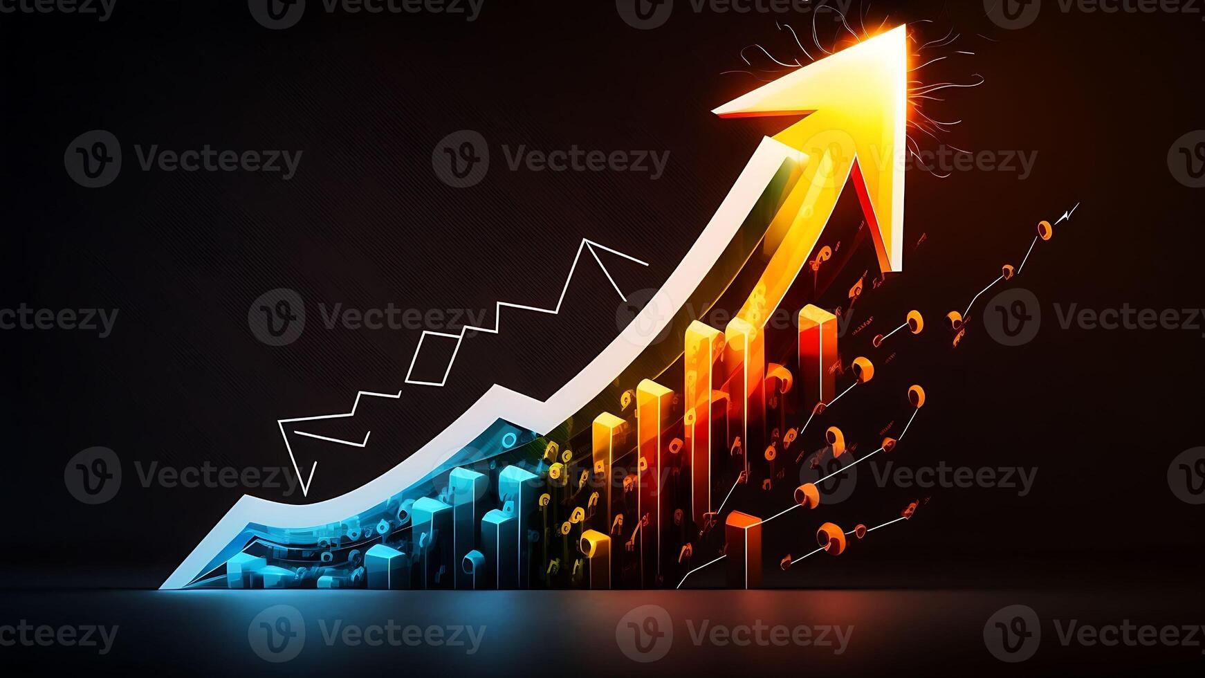 Business stock graph or investment financial data profit on growth money diagram background with Technology photo