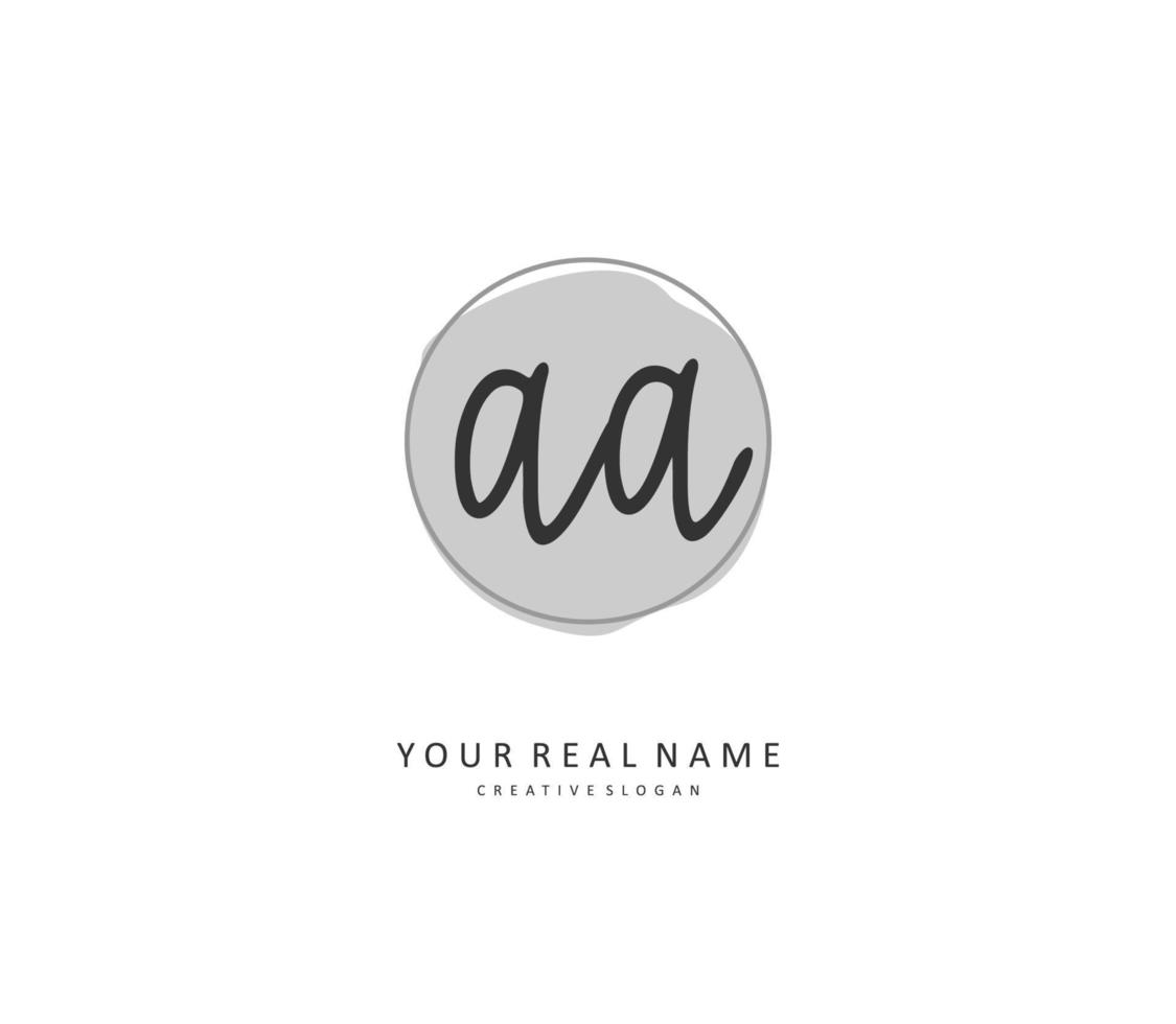 AA Initial letter handwriting and  signature logo. A concept handwriting initial logo with template element. vector