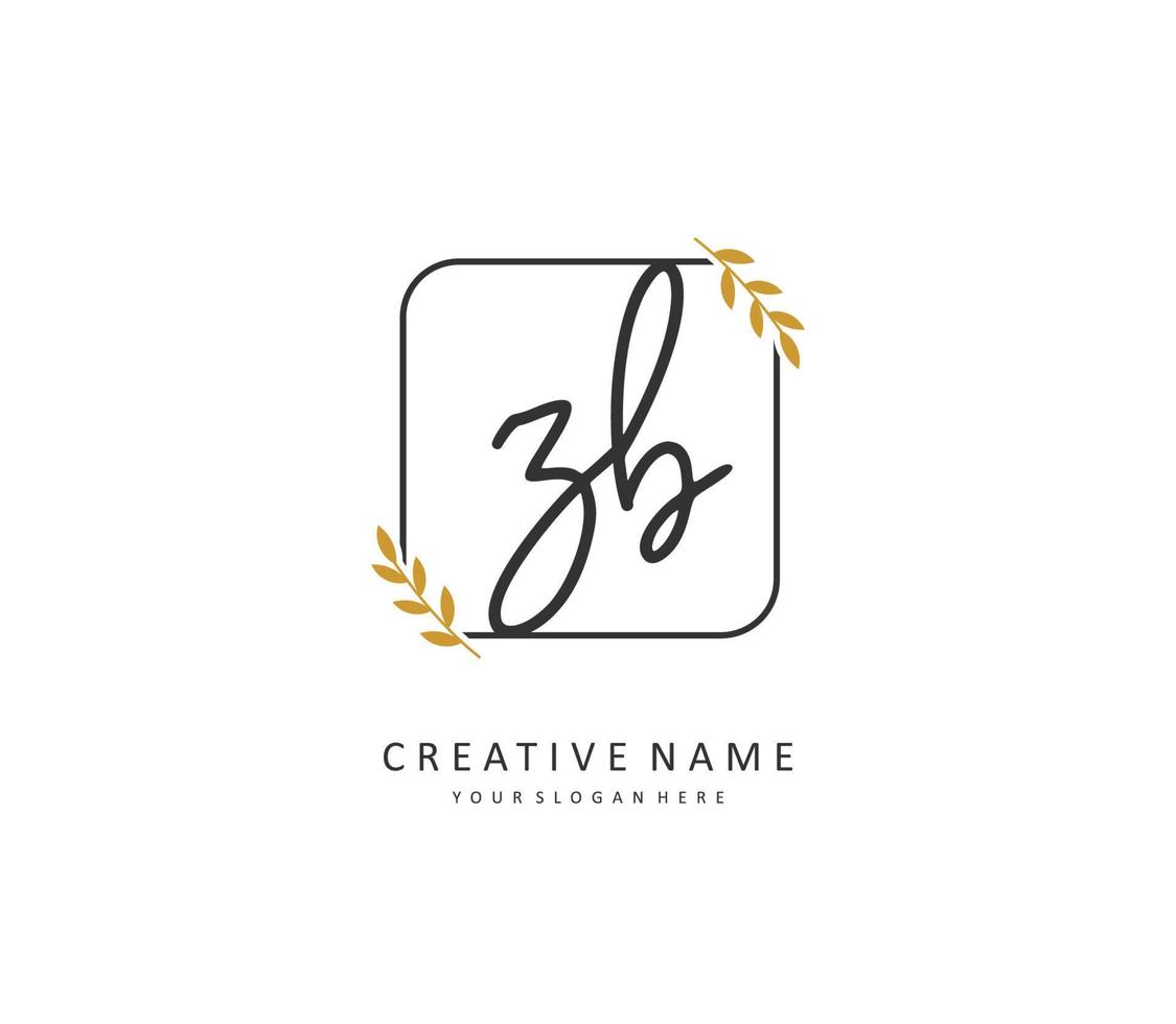 Z B ZB Initial letter handwriting and  signature logo. A concept handwriting initial logo with template element. vector