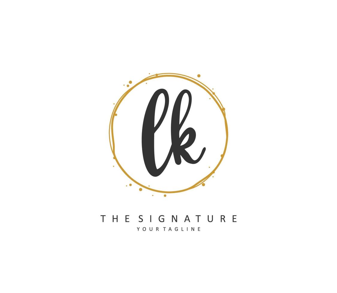 L K LK Initial letter handwriting and  signature logo. A concept handwriting initial logo with template element. vector