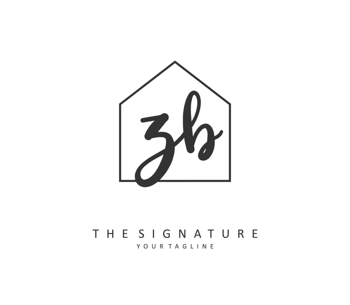 Z B ZB Initial letter handwriting and  signature logo. A concept handwriting initial logo with template element. vector
