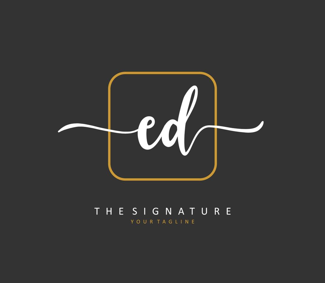 ED Initial letter handwriting and  signature logo. A concept handwriting initial logo with template element. vector