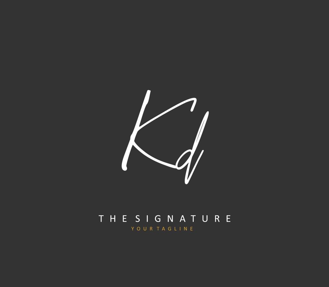 KD Initial letter handwriting and  signature logo. A concept handwriting initial logo with template element. vector