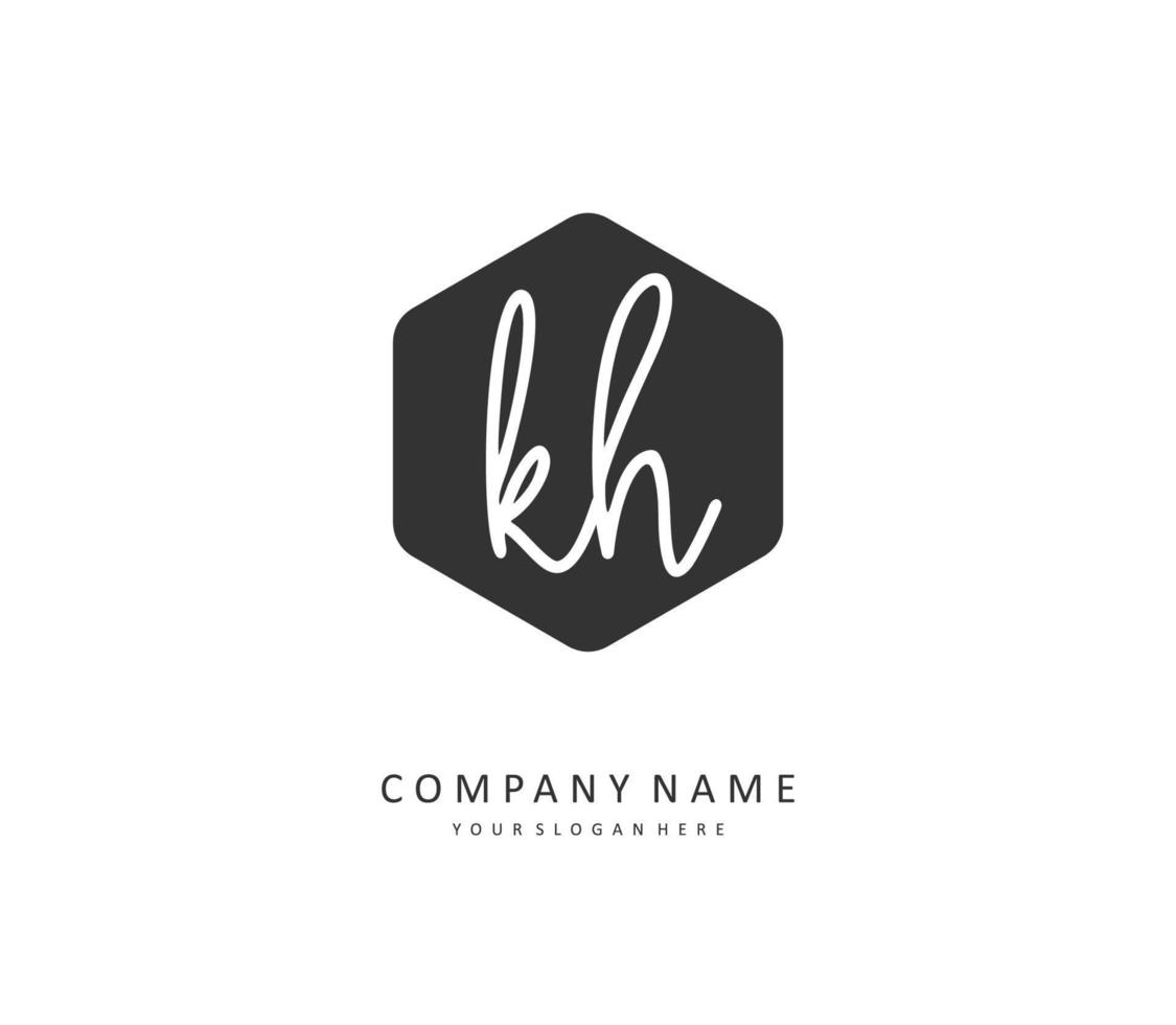 K H KH Initial letter handwriting and  signature logo. A concept handwriting initial logo with template element. vector
