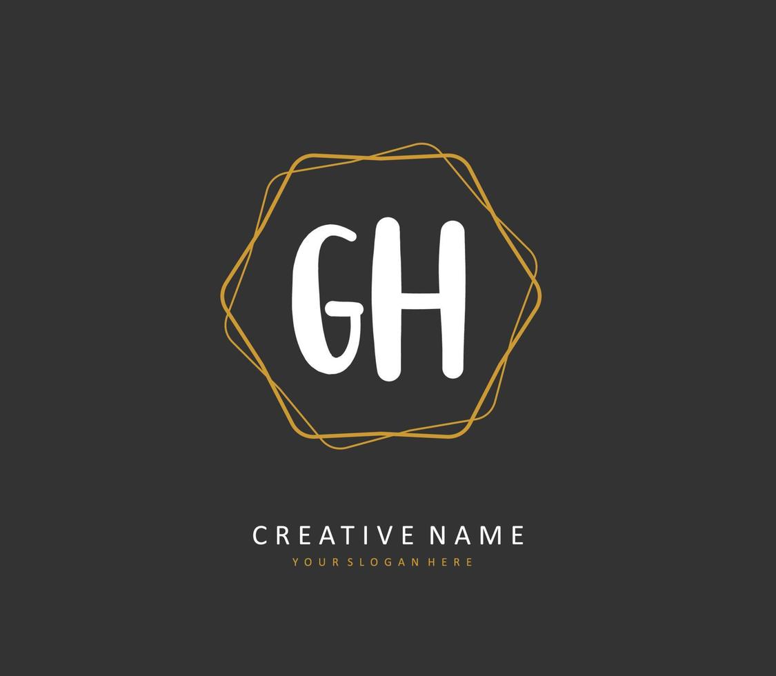 G H GH Initial letter handwriting and  signature logo. A concept handwriting initial logo with template element. vector