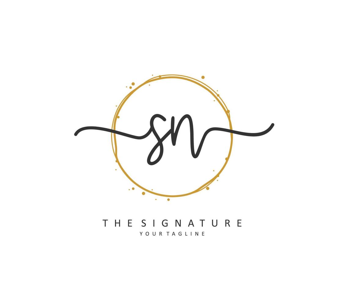 S N SN Initial letter handwriting and  signature logo. A concept handwriting initial logo with template element. vector